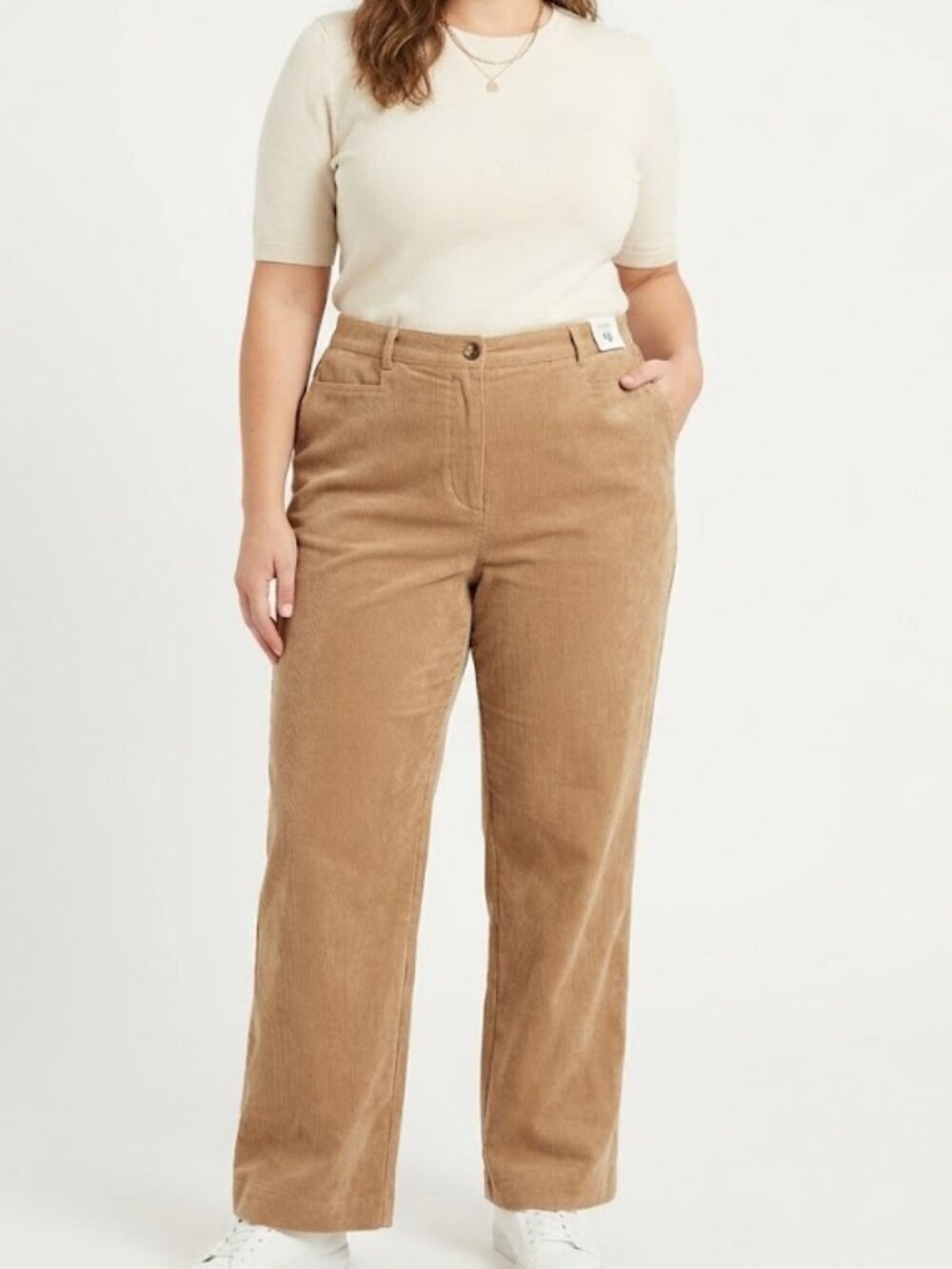 Women's Wide Leg Tan Corduroy Pants Size 18